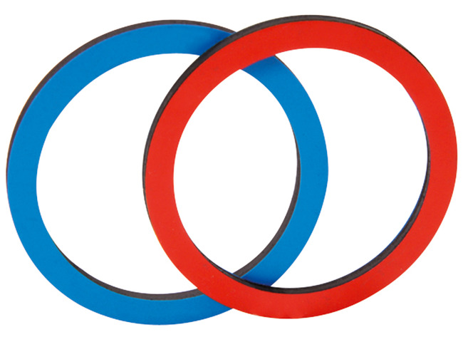 Getallen - honderdveld - sorteerringen - rode en blauwe ringen - magnetisch - set van 20 assorti