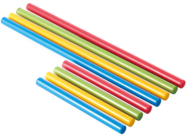 Bâtons colorés - plastique - ø 2,8 cm - set de 8