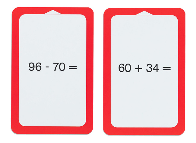 Spel - rekenspel - correctiespel - Magische hoed - optellen en aftrekken tot 100 - met brug - opdrachtkaarten voor EA5080 - set van 52 assorti