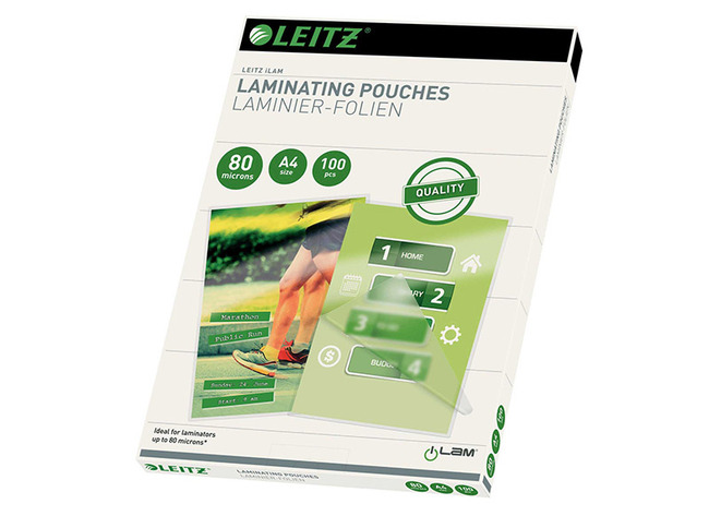 Lamineerhoezen - Leitz - 80 micron - A4 - 303 x 216 mm - glanzend - set van 100