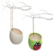 PORSELEIN - HANGVAASJE - SET VAN 4