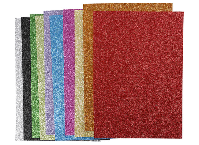 Foamvellen - A4 - glitter - set van 10 assorti