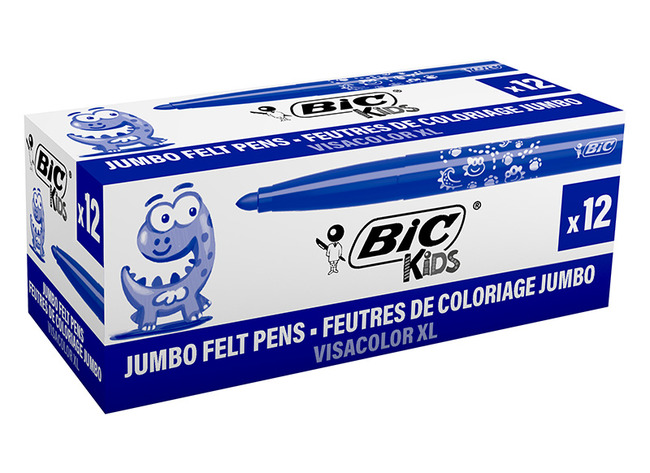 Stiften - kleurstiften - BIC Kids Visacolor XL ECOlutions - blauw - set van 12