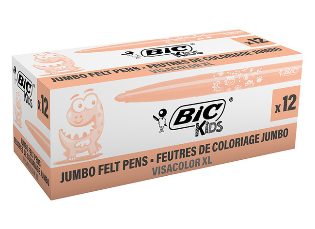 Stiften - kleurstiften - BIC Kids Visacolor XL ECOlutions - abrikoos - set van 12