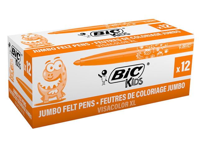 Stiften - kleurstiften - BIC Kids Visacolor XL ECOlutions - oranje - set van 12