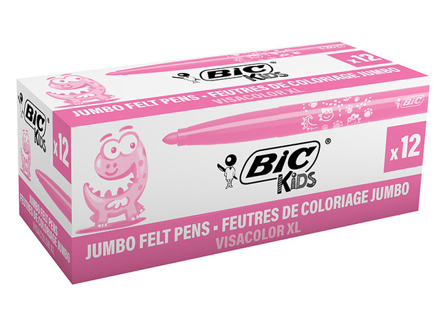 Stiften - kleurstiften - BIC Kids Visacolor XL ECOlutions - roze - set van 12