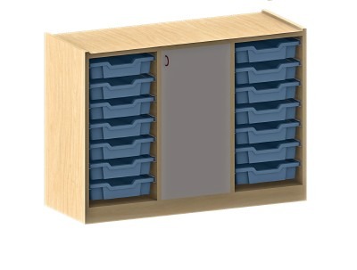 ÉTAGÈRE BASIC MODULO, 3 COL, PORTE CENTRALE, 2 COL CAISSE