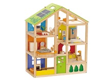 Poppenhuis - Hape - poppenaccessoires en poppenmeubels - groot - hout - per set