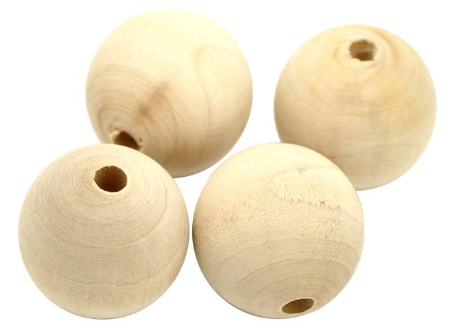 Kralen - hout - naturel - 3 cm diameter - set van 10