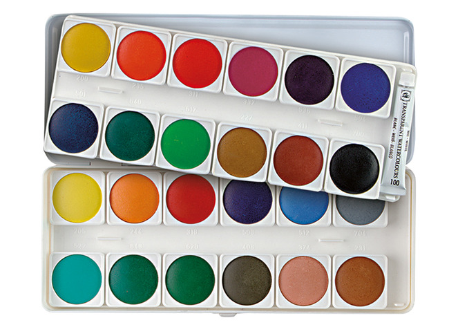 Verf - aquarel - waterverf - Talens - in napjes - set van 24 assorti
