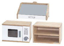 Speelmeubel - microgolf - Viga - White Kitchen - Microwave+Exhaust Hood+Wall Shelves - keuken - met afzuigkap en hangkast - 112 x 24 x 26 cm - set van 3