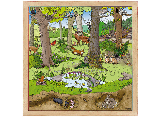 Themapuzzel - Rolf - bos - seizoenen - lente en zomer - 64 stukjes - hout - per stuk