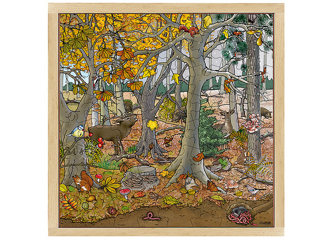 Puzzel - themapuzzel - Rolf - bos - seizoenen - herfst en winter - 64 stukjes - hout - per stuk