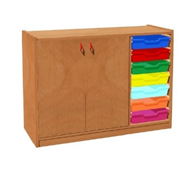 Kast - Basic - Modulo - 2 Deuren En 1 Kistenrij Rechts - wit - deur blauw - per stuk