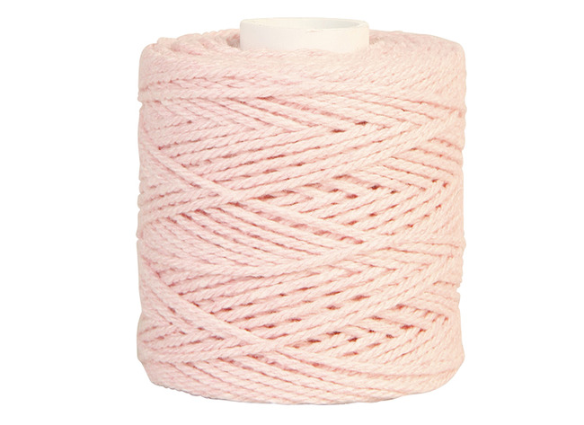 Touw - katoen - 1,0 mm x 65 m - macramé - lichtroze - per stuk