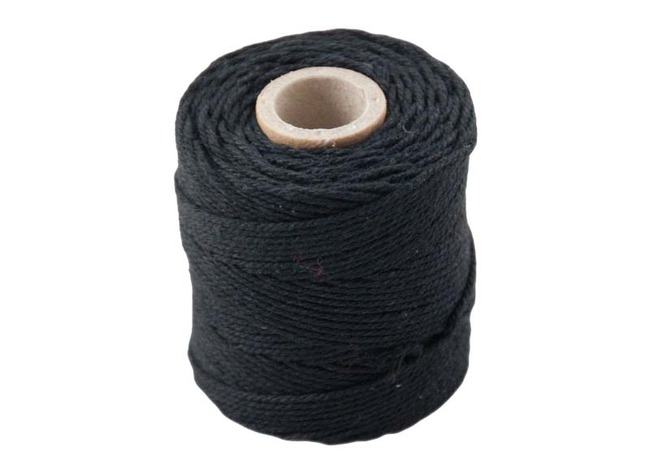 Touw - katoen - 1,0 mm x 65 m - macramé - zwart - per stuk