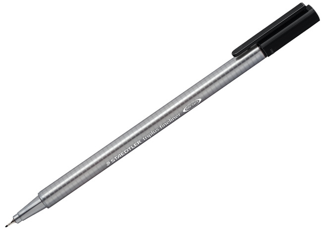 Stiften - schrijfstiften - Staedtler Triplus Fineliner - driekantig - zwart - set van 10