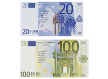 Geld - euro - rekengeld - biljetten - briefjes - set van 65 assorti