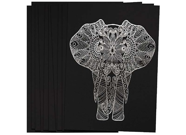 Knutselpapier - krasvellen - zilver - 15 x 23 cm - set van 10