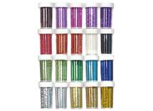 Decoratie - glitter - poeder - strooibus - voordeelpakket - set van 20 assorti