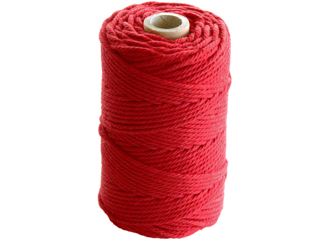 Touw - katoen - 2,2 mm x 70 m - macramé - rood - per stuk