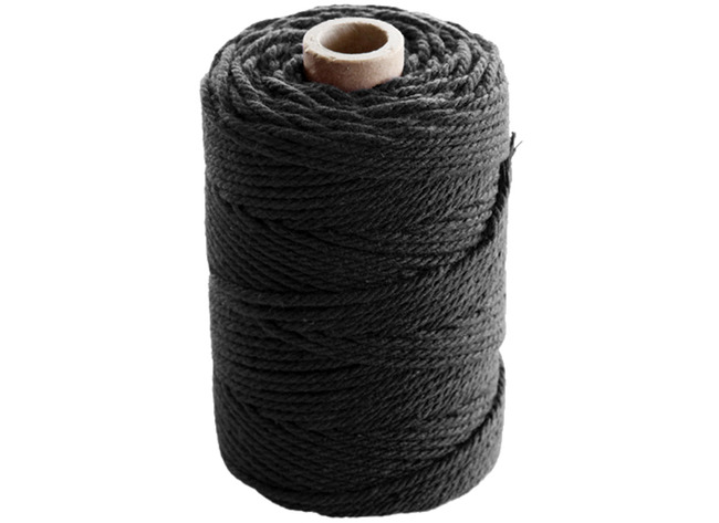 Touw - katoen - 2,2 mm x 70 m - macramé - zwart - per stuk