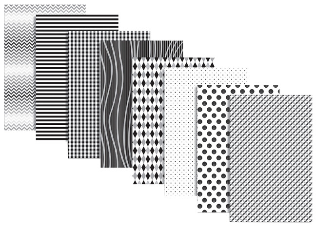 Knutselpapier - patronen - zwart en wit - set van 208 assorti