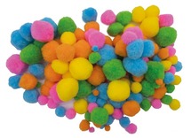 Decoratie - pompons - gekleurd - tot 4 cm diameter - set van 200 assorti