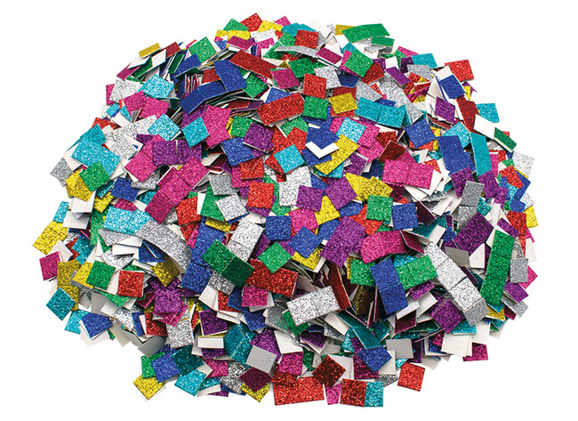 Mozaïektegels - glitterkarton - vierkant - 1 cm - assorti - set van 4000