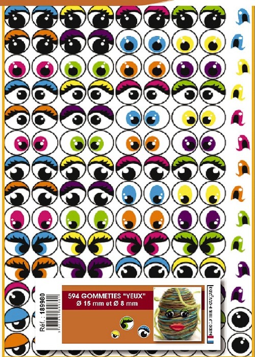 Stickers - ogen - gekleurd - set van 594 assorti