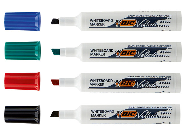 Stiften - whiteboard stiften - BIC Velleda 1791 - schuin - dik - set van 4