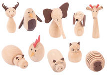 Speelgoed - figuurtjes - dieren - Tickit - hout - set van 10 assorti