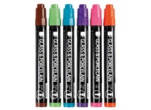 Stiften - glasstiften - porseleinstiften - aanvullende kleuren - set van 6 assorti