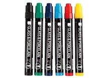 Stiften - glasstiften - porseleinstiften - basiskleuren - assortiment van 6