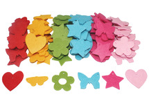 Decoratie - vilt - figuren met gaatjes - vlinders, harten, bloem en ster - assortiment van 120
