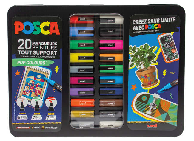 Stiften - verfstiften - Posca POP Colours - set van 20 assorti