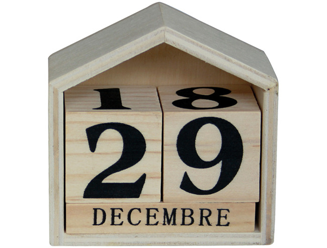 Kalender - huisje - hout - franstalig - per stuk