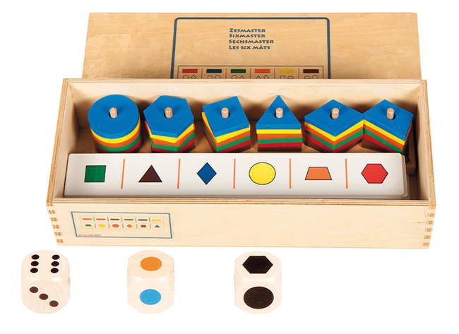 Spel - kleur en vorm - Zesmaster II - geometrisch vormen - analyse - per spel