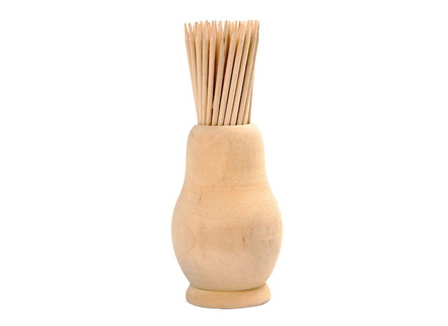 Hout - tandenstoker houder - per stuk