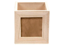 Pennenbak - hout - 10 x 10 x 10 cm - met fotohouder - per stuk