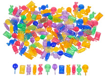 Lichtbord - snoepjes - transparant - gekleurd - kunststof - set van 144 assorti