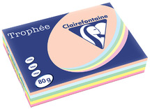Papier - kopieerpapier - Clairefontaine Trophée - A4 - 80 g - pastel assortie - pak van 500 vellen