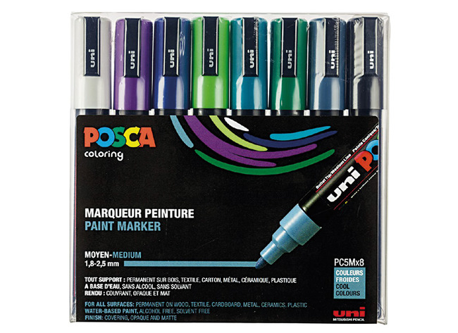 Stiften - Verfstiften - Posca - Pc5m - Koude Kleuren - Assortiment Van 8