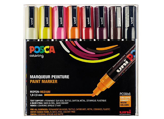 Stiften - Verfstiften - Posca - Pc5m - Warme Kleuren - Assortiment Van 8
