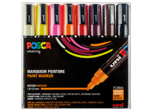 Stiften - verfstiften - Posca PC5M - warme kleuren - set van 8 assorti