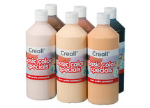 Verf - plakkaatverf - Creall Basic Color - 6 x 500 ml - huidskleur - set van 6 assorti