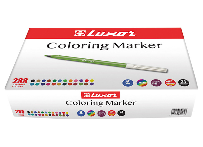 Stiften - kleurstiften - Luxor - economy - dunne punt - voordeelpakket - set van 288 assorti