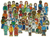 Speelgoed - figuren - Freckled Frog The Village People - mensen in het dorp - hout - set van 42