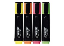 Markeerstiften - fluostiften - Luxor - economy - schuine punt - set van 4 assorti