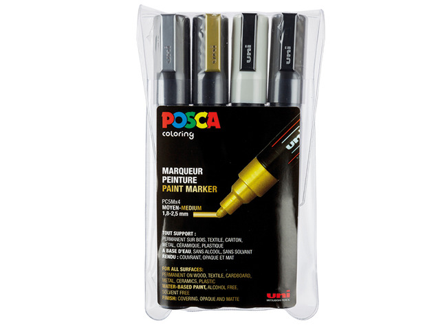 Stiften - verfstiften - Posca PC5M - set van 4 assorti